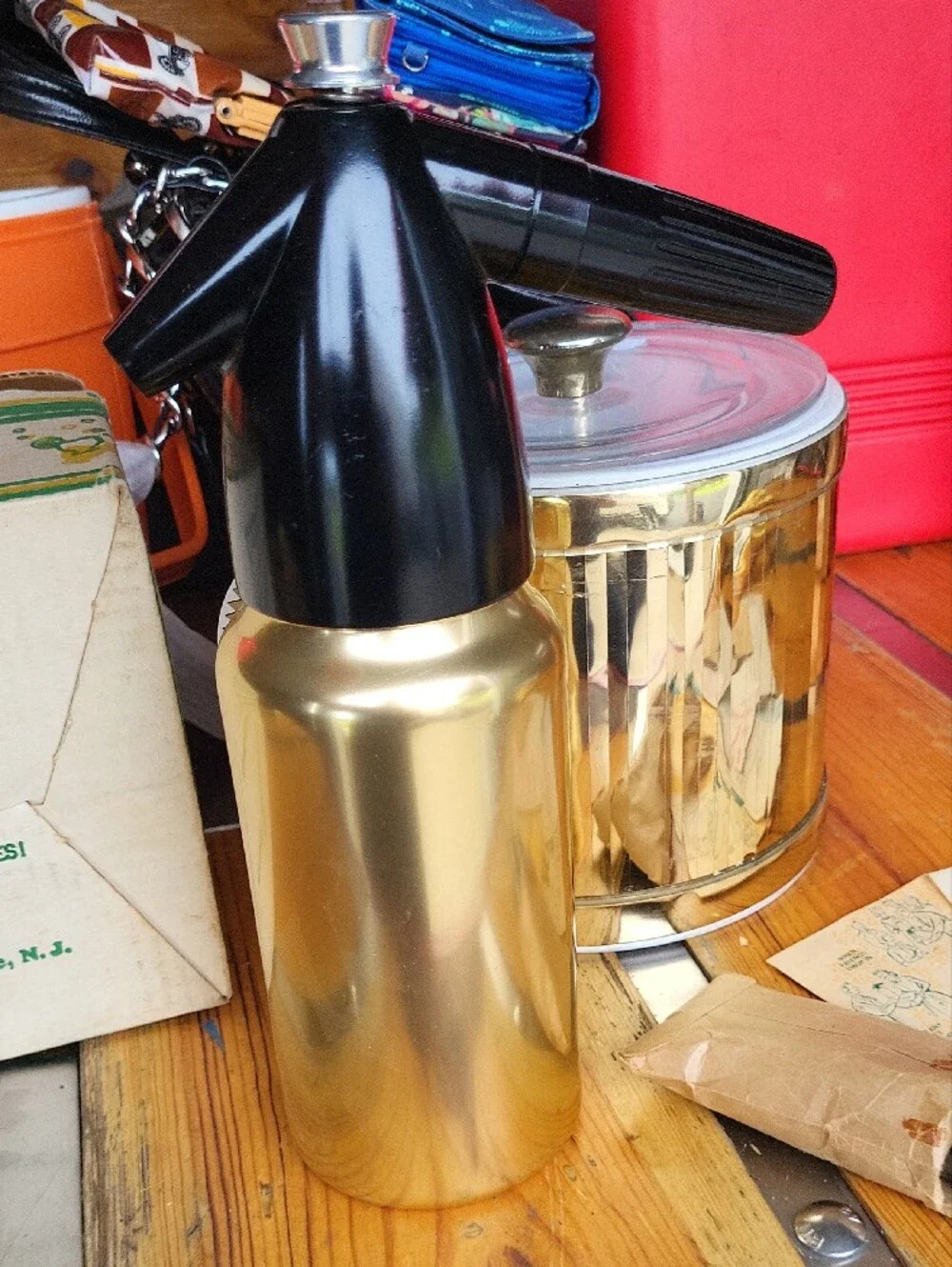 Gold Soda Syphon - Black Handle
